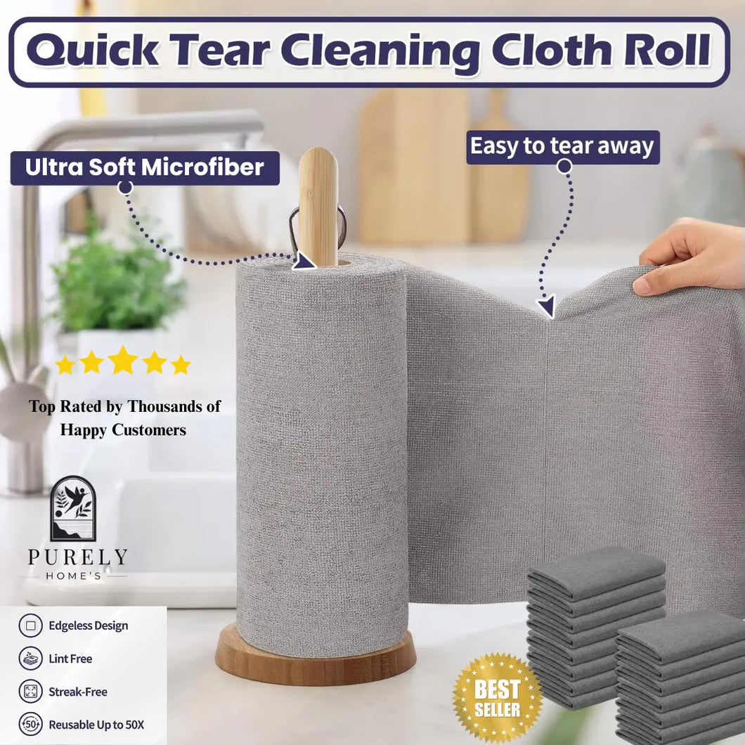 Purely™ Microfiber Cleaning Cloth Roll – (25 Sheets) Reusable & Super Absorbent