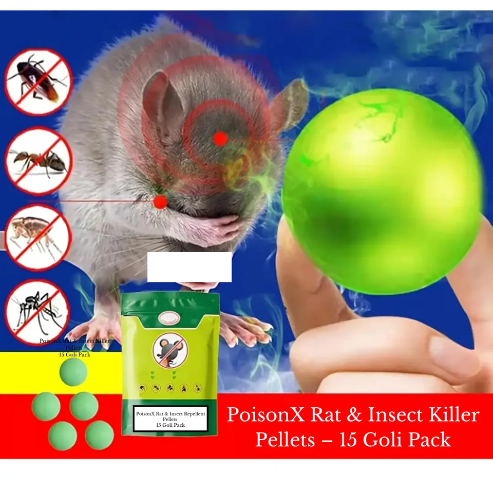 PoisonX Rat & Insect Repellent Pellets – 15 Goli Pack | Powerful Pest Control