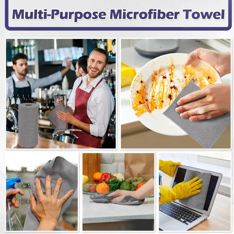 Purely™ Microfiber Cleaning Cloth Roll – (25 Sheets) Reusable & Super Absorbent