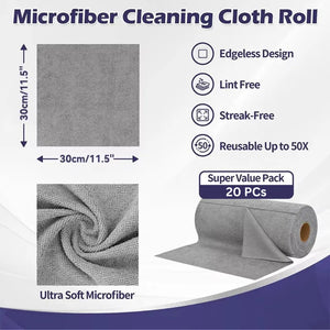 Purely™ Microfiber Cleaning Cloth Roll – (25 Sheets) Reusable & Super Absorbent