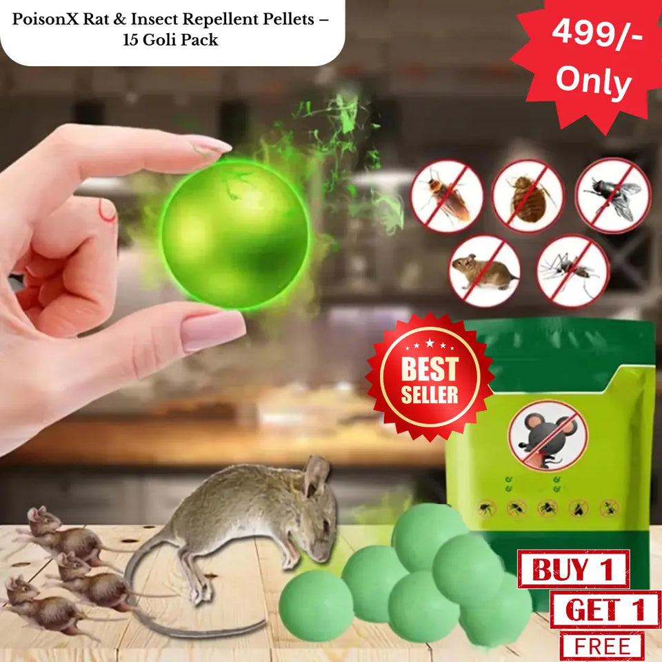 PoisonX Rat & Insect Repellent Pellets – 15 Goli Pack | ⭐️⭐️⭐️⭐️⭐️4.8/5 (1600+ REVIEWS)
